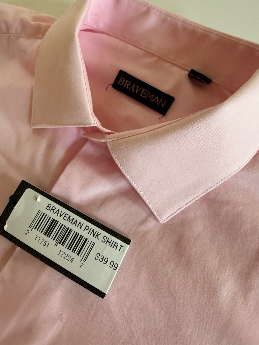 Braveman Men’s Slim Fit Dress Shirt – Size Small 14–14½ / 32–33 – Pink – NWT